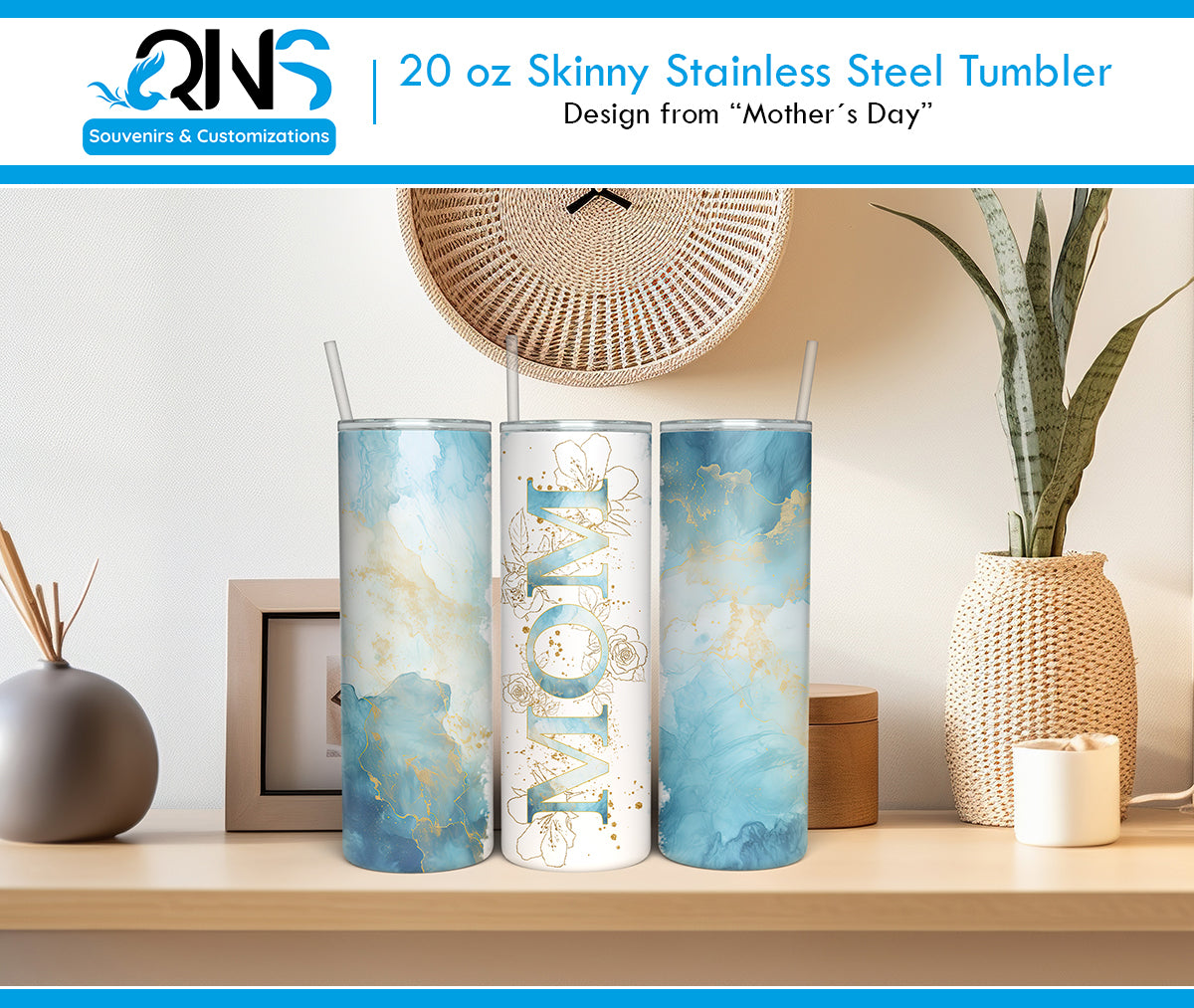 Tumblers with the "MOM WITH DIFFERENT BACKGROUNDS" design