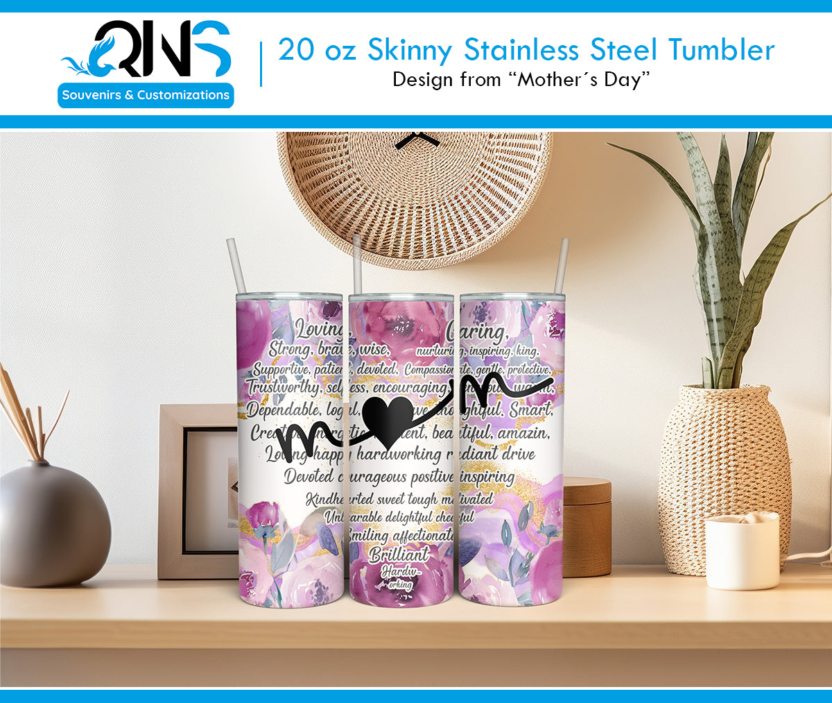 Tumbler with "HEART HOLOGRAM" design