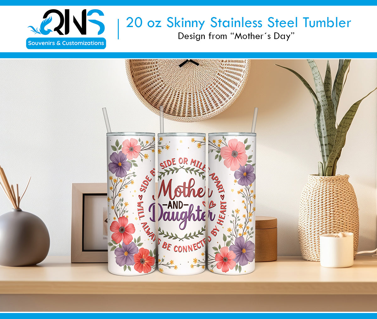 Tumblers with "MOTHER AND DAUGHTER" design