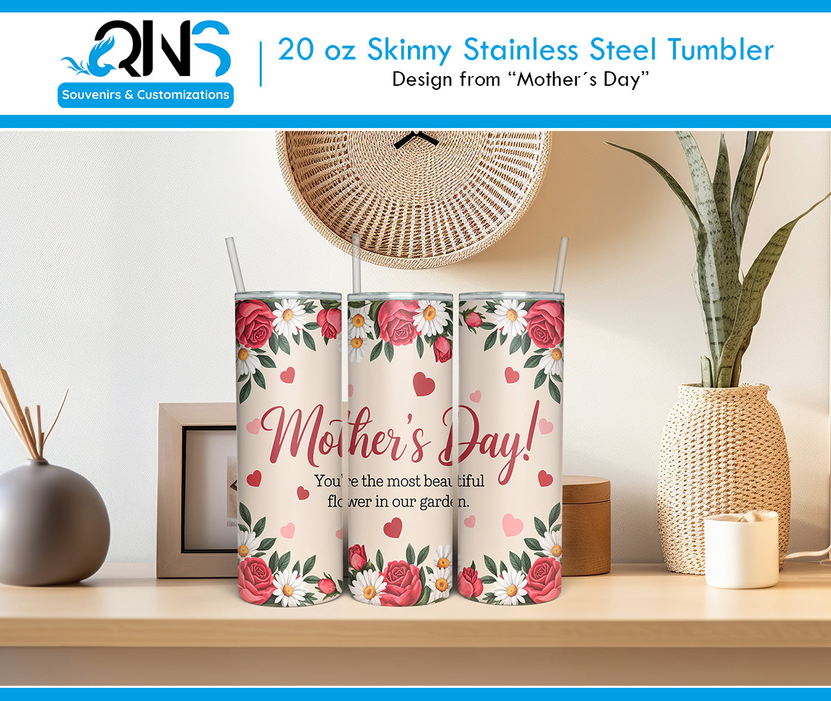 Tumblers with "MOTHERS DAY" design