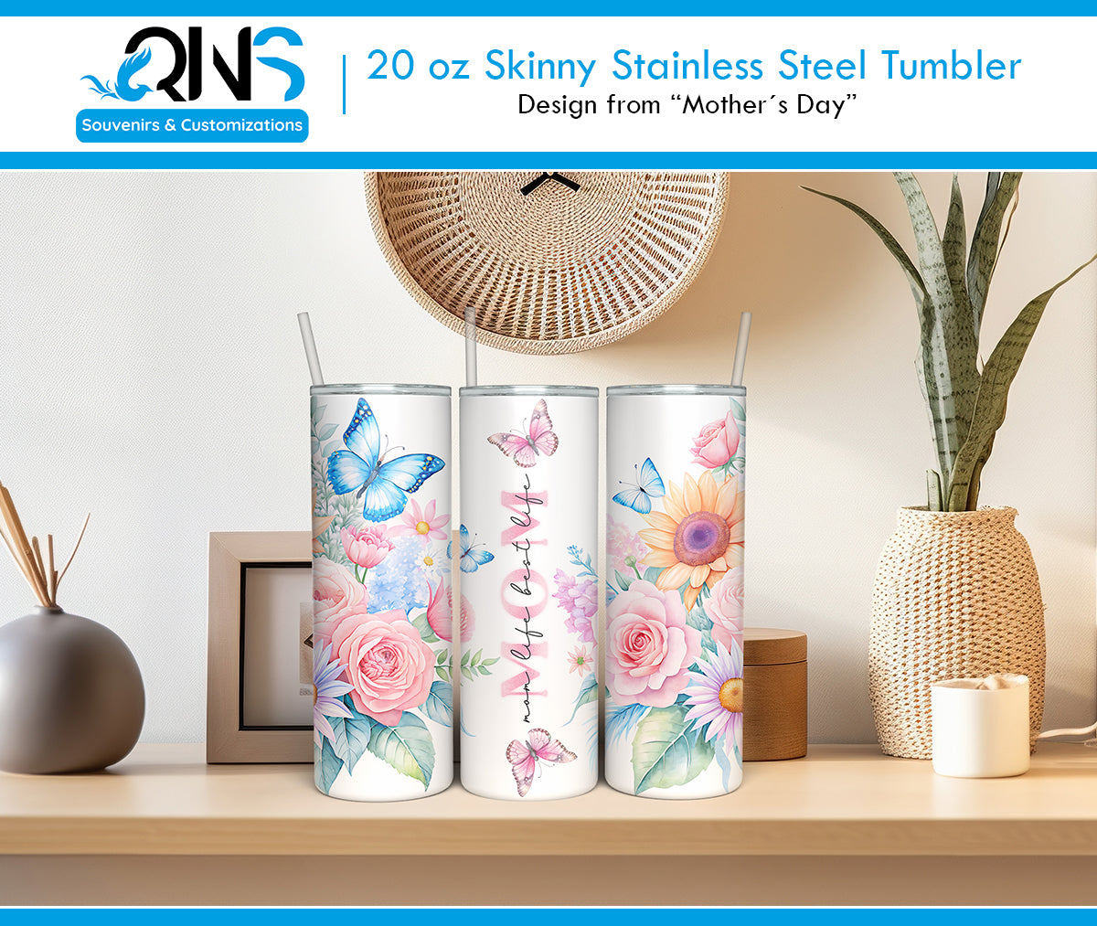 Tumblers con Diseño "MOM LIFE BEST LIFE"