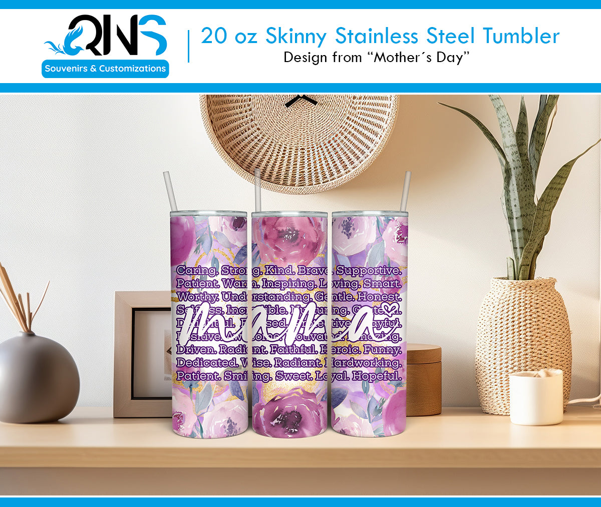 Tumblers with "Mom with Dedication" Design