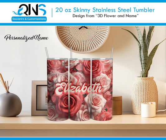 🌹🥤 "3D Roses" Tumbler – Personalized Elegance 💖