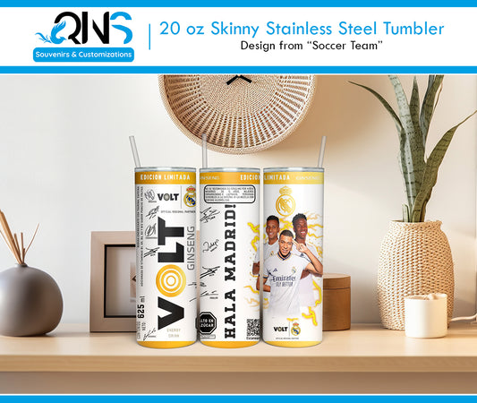 ⚽🥤 "Real Madrid" Tumbler – Merengue Pride in Every Sip 🤍💛