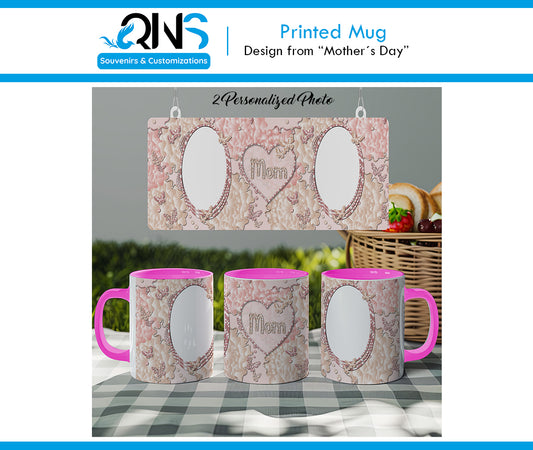 Mug with "MOM WITH 2 PERSONALIZED PHOTOS" design
