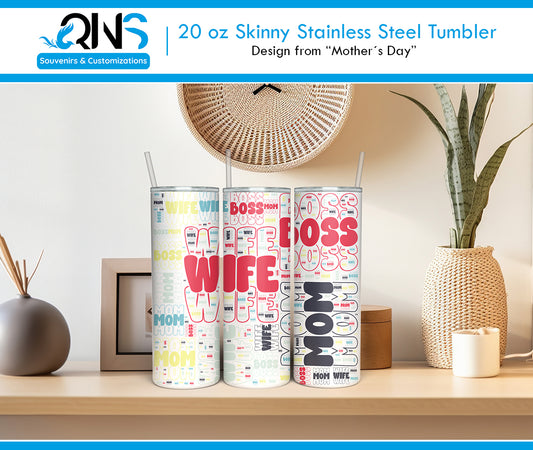 Tumblers con Diseño "WIFE MOM BOSS"