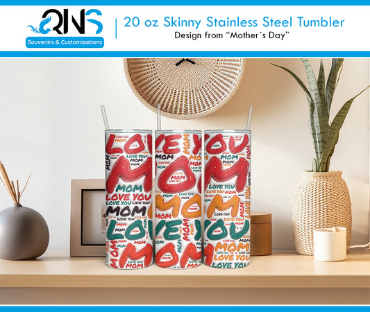 Tumblers with "LOVE YOU MOM" design