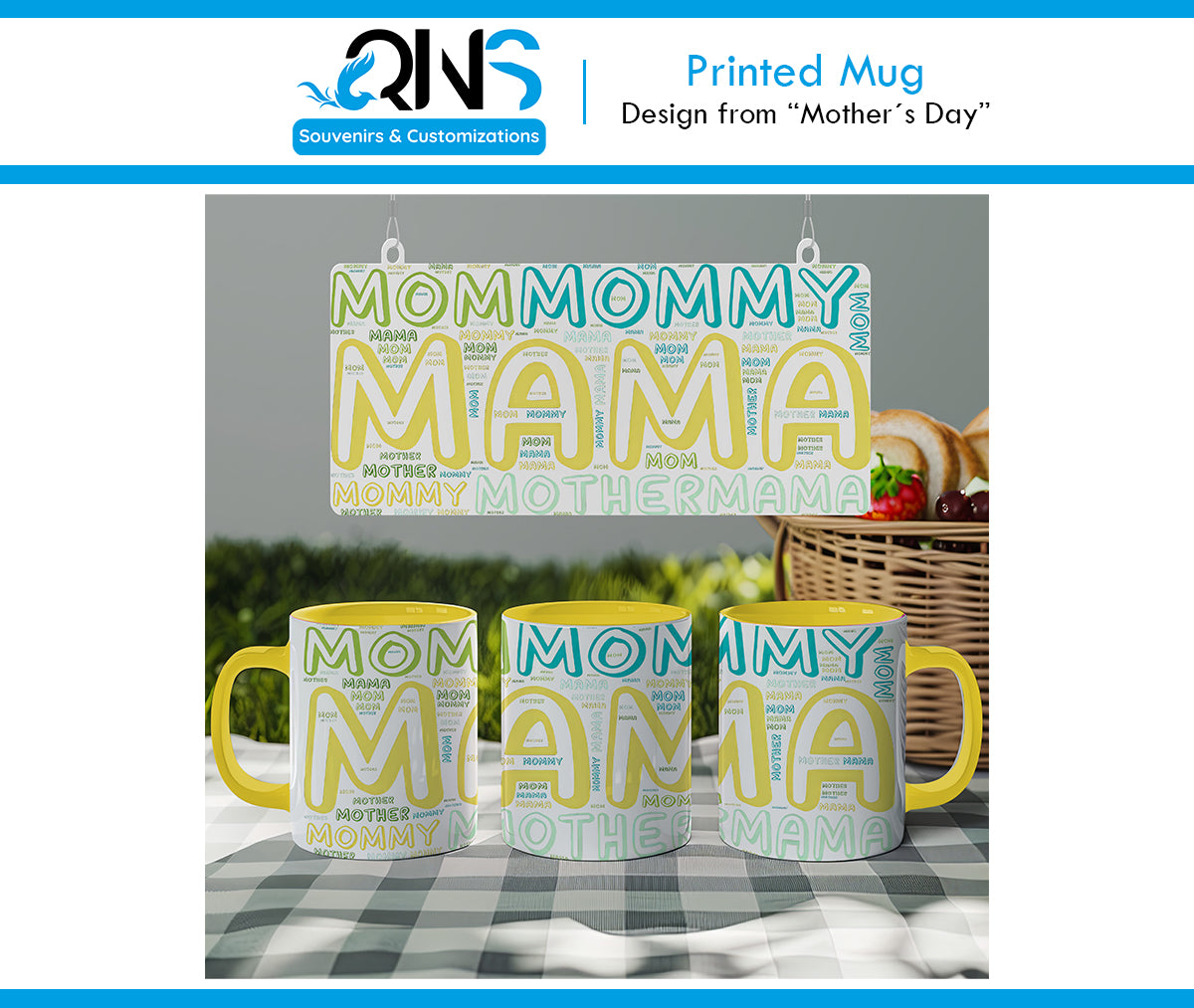 Mug with "MOM MOMMY MAMA" design