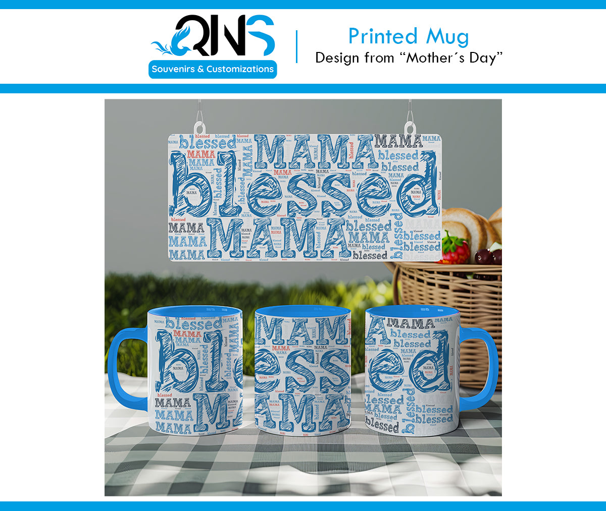 Mug with "BLESSED MAMA" design