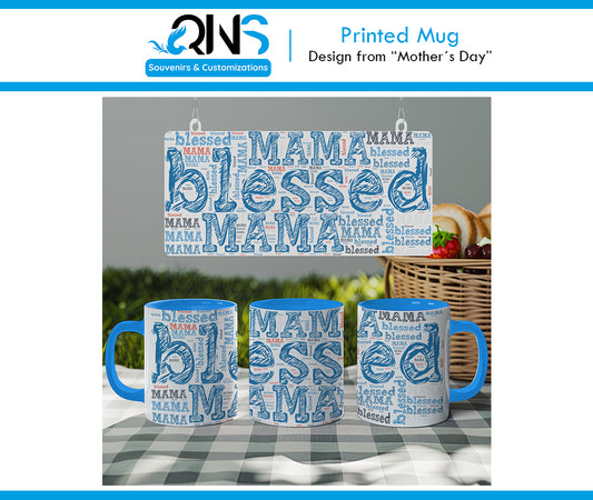 Mug with "BLESSED MAMA" design