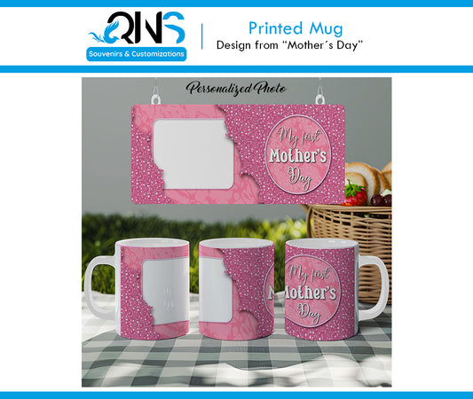 Mug with "MY FIRST MOTHER'S DAY" design with personalized photo