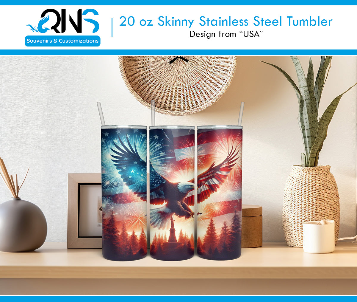 Patriotic Tumbler – USA Pride 🇺🇸🦅🗽