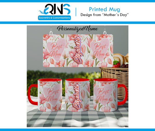 Mug with "Best Mom with Flowers" design